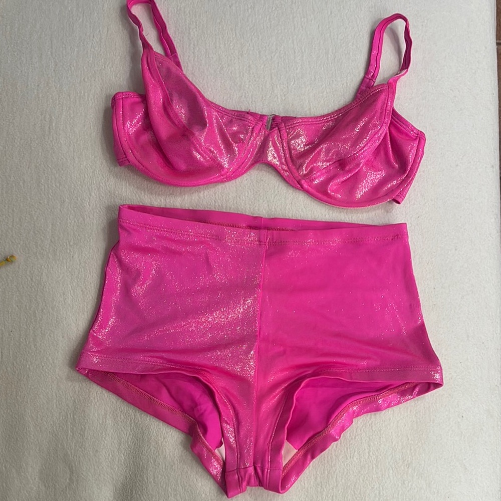 AFF Hot Pink Shimmer Bikini Set